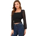 thumbnail image 1 of INSPIRE CHIC Women's Casual Ruffle Neck Swiss Dots Semi-sheer, 1 of 6