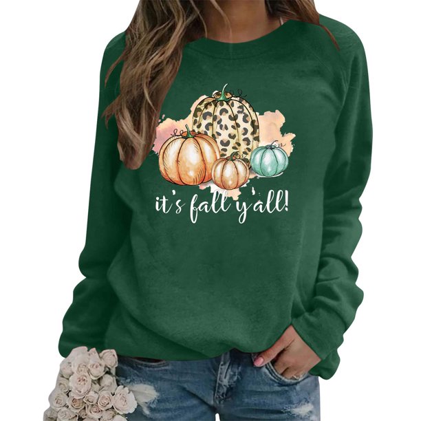 ICHUANYI Liquidación Camiseta estampada de moda para mujer Blusa de manga larga Cuello redondo Tops casuales Sudadera con capucha ICHUANYI WER202308244920