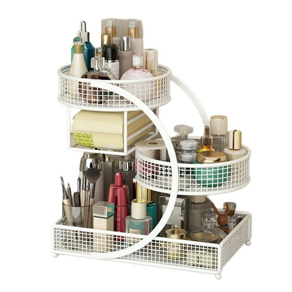Without Assembly Metal Cosmetic Organizers Portable Countertop Storage for Skincare Lipsticks Bathroom Accessory