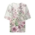 thumbnail image 5 of Xdegoge Short Sleeve Womens Tops Plus Size V Neck T Shirt Floral Printed Summer Tunic Tops Oversized Loose Fit Boho Blouses, 5 of 5