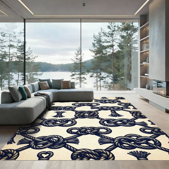 ODIKA 4'x6' Machine Washable Non-Slip Area Rug, Macrame Black High Traffic Rug, Black, 1145869