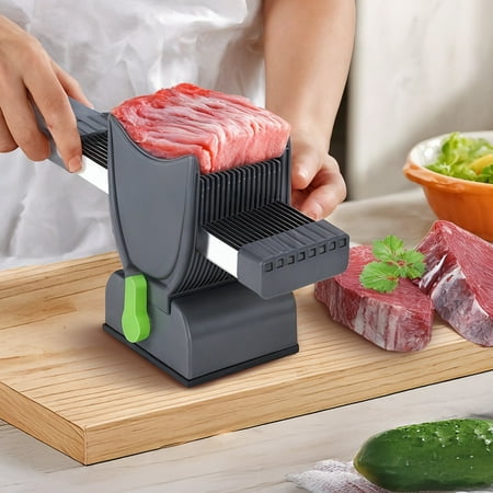 Manual Meat Slicer, Adjustable 2-4mm Thickness for Beef, Salmon, Lamb, Vegetables, with Suction Base for Home Cooking & Grilling, No Batteries
