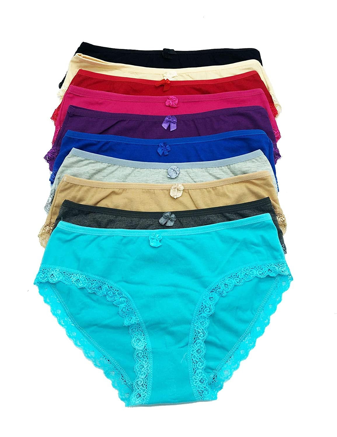 12 pieces Women Spandex Underwear Cotton Bikini Panty S - 3XL (Small ...