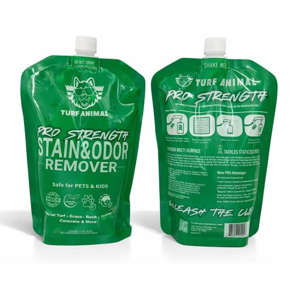 PRO‑STRENGTH Turf Animal Outdoor Pet Odor Remover & Odor Neutralizer for Dogs & Pets – Heavy‑Duty Urine Eliminator for Artificial Turf, Patios & Concrete – Eco‑Friendly – 42.3 fl oz per Bag, 2-Pack