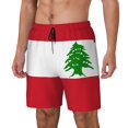 thumbnail image 5 of Mens Flag Of Lebanon Swimming Trunks with Compression Liner Beach Quick Dry Swim Shorts, 5 of 6