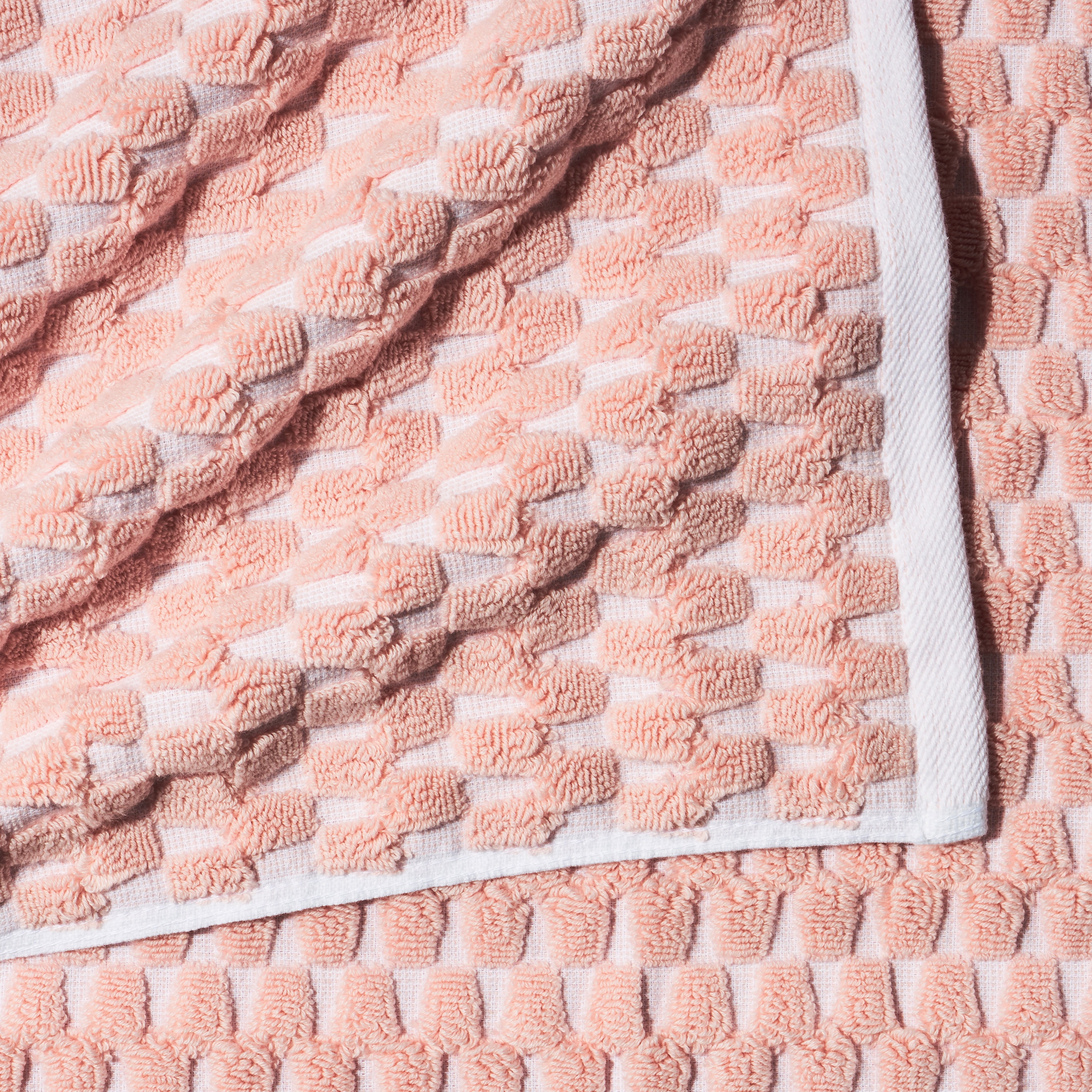 Beautiful by Drew Barrymore 6-Piece Staggered Tile Bath Towel Set, Soft 100% Cotton, Rose