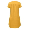 thumbnail image 6 of Feancey Linen Mini Dresses for Women 2025 Summer Short Sleeve V Neck T Shirt Dress Loose Fit Casual Dandelion Print Beach Dresses Yellow XXL, 6 of 6