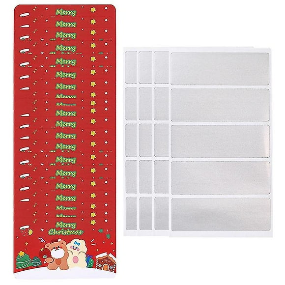 juego de tarjetas de rascar de Navidad Patrón exquisito Color vivo Escritura suave Tarjeta de rascar de recompensa de Navidad sin rebabas con pegatina recubierta de película para el hogar Jikai
