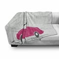 thumbnail image 3 of Cars Soft Flannel Fleece Blanket, Woman Driving Pink Vintage Car Sketchy Cityscape and Butterfly Girls Cartoon, Cozy Plush for Indoor and Outdoor Use, 70" x 90", Hot Pink Grey Black, by Ambesonne, 3 of 6