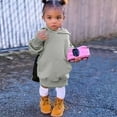 thumbnail image 2 of kpoplk Girl's Casual Hoodie Back Pattern Slogan Print Loose Fit Pullover Sweatshirt 3-4 Years,Grey, 2 of 9