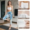 thumbnail image 7 of SCRAWLGOD Marble Print Blue Golden Women's Capri Yoga Leggings with Pockets, Non See Through Casual Yoga Pants Leggings for Running Cycling Tummy Control Workout Yoga Capris, XXL, 7 of 7