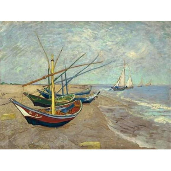 Selected Artworks PDX3VG1050LARGE Bateaux de Pêche sur la Plage aux Saintes-Maries-De-La-Mer Affiche Imprimée par Vincent Van Gogh&44; 22 x 28 - Grand