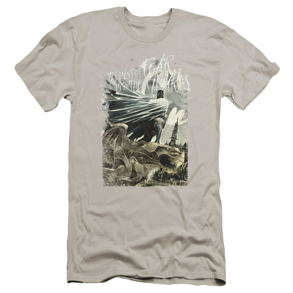 Batman Instill Fear Premium Canvas T-Shirt Adult Slim Fit 30/1-Silver