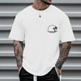 thumbnail image 2 of Afdoent Men's T-Shirts Letter Print Short Sleeve Crew Neck T-Shirt Floral Fashion Trend Summer Vintage Tops, 2 of 4