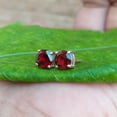 thumbnail image 5 of Gaspara Round Cut Red Garnet Stud Earrings for Women 925 Sterling Silver, 5 of 5