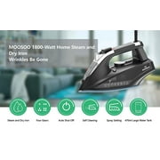Moosoo Steam iron, 1800W iron for Clothes with Rapid Heating Ceramic Coated Soleplate, Self-Cleaning, Auto-Off