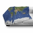thumbnail image 3 of World Soft Flannel Fleece Blanket, Geography Cartography Theme Continents Vegetation Nature Oceans Icy Cold Lands, Cozy Plush for Indoor and Outdoor Use, 60" x 80", Blue Green White, by Ambesonne, 3 of 6