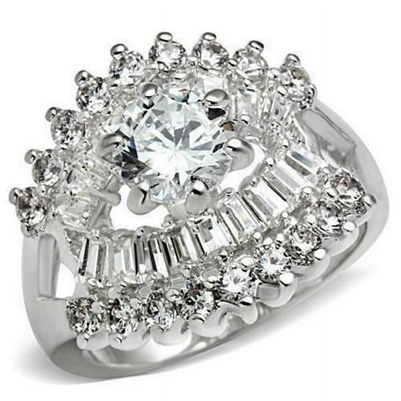 Silver 925 Sterling Silver Ring with AAA Grade CZ, Clear - Size 10