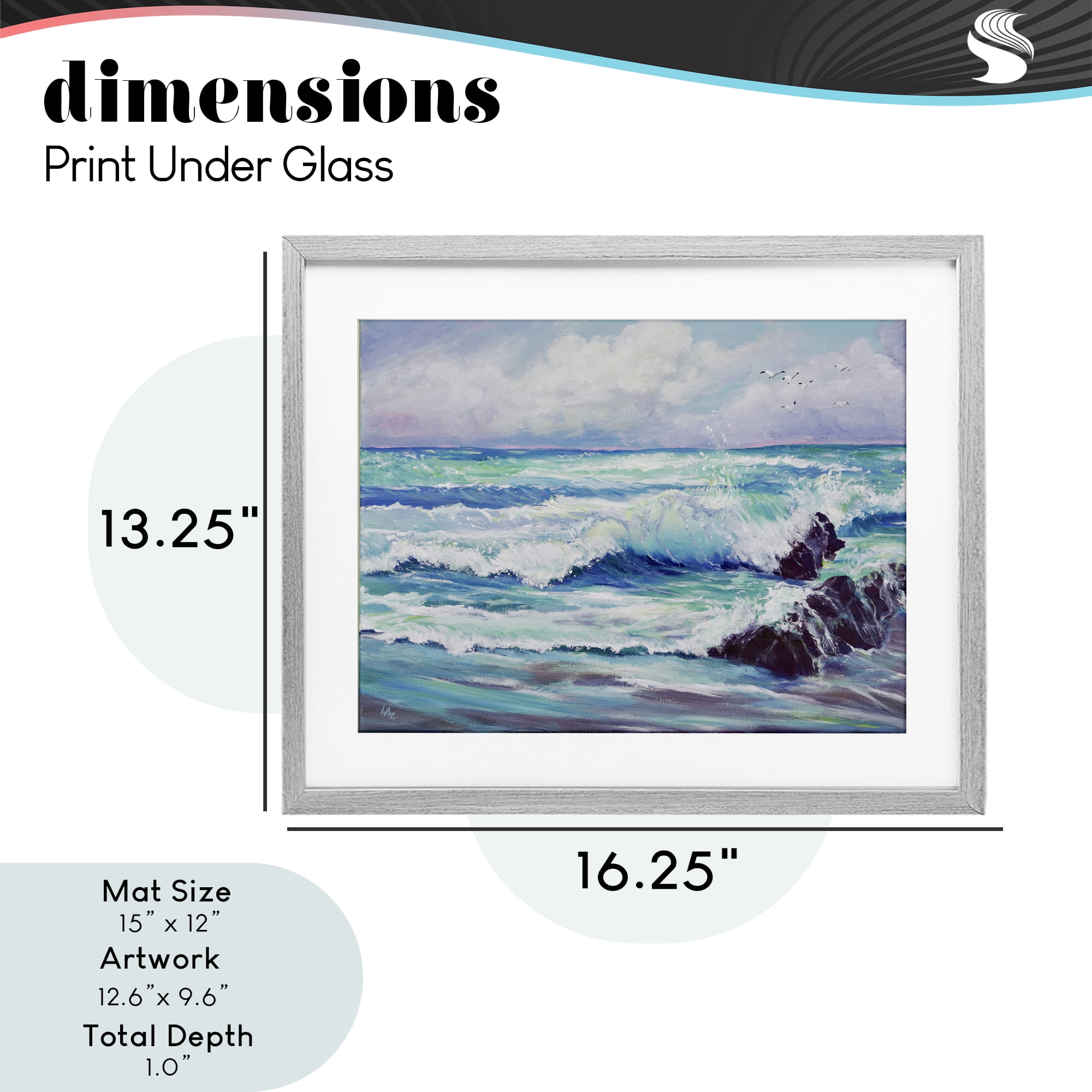 Stupell Industries Down By The Sea Gray Framed Print Under Glass, design by Lee Ann Zirbes