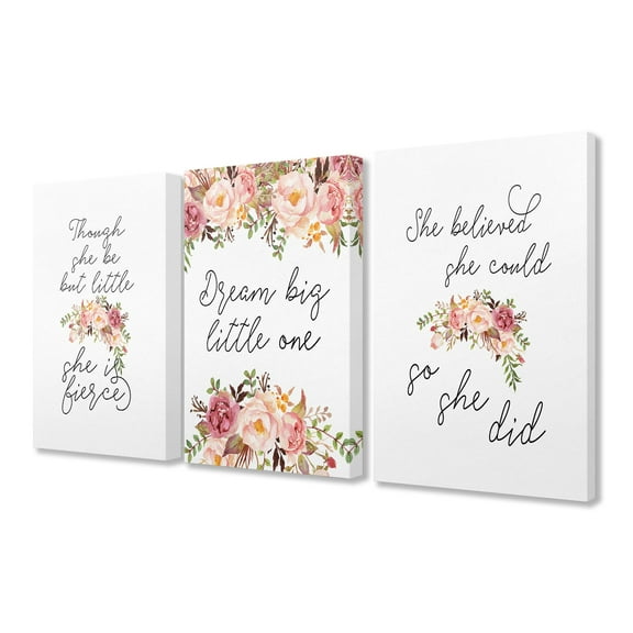 The Kids Room by Stupell Dream Big Fierce Believe 3pc Stretched Canvas Art Set, 3pc, each 16 x 1.5 x 20