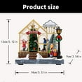 thumbnail image 2 of Christmas Musical Light Up Village House Resin Ornament with LED Light Rotating Tree Figurines Holiday Table Decoration, 2 of 8