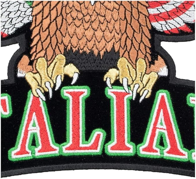 Italian Flag American Eagle & Rocker Patch, Large Size