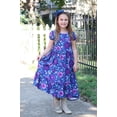 thumbnail image 3 of Millie Loves Lily Girls Navy and Purple Floral Hi-Low Midi Dress, Big Girls Size 8, 3 of 4