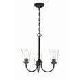 thumbnail image 2 of 50423-FB Craftmade Lighting Gwyneth - Three Light Chandelier in Traditional Style - 20 inches wide by 18.5 inches high-Flat Black Finish-Seeded Glass, 2 of 3