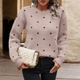 thumbnail image 3 of Women's Polka Dots Sweaters Long Sleeve Round Neck Knitted Pullover Tops, 3 of 8