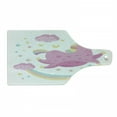 thumbnail image 1 of Unicorn Cutting Board, Smiling Horse Star Rainbow Funny Cartoon Room Pastel Toned Graphic, Decorative Tempered Glass Cutting and Serving Board, Wine Bottle Shape, Yellow Pink, by Ambesonne, 1 of 1