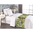 thumbnail image 2 of Jungle Boho Bed Runner, Dreamy Silhouettes of Leafy Scene with Neutral Colors Grunge Art, Decorative Accent Bedding Scarf for Hotels Homes & Guest Rooms, Twin, Yellow Green Apple Green, by Ambesonne, 2 of 3