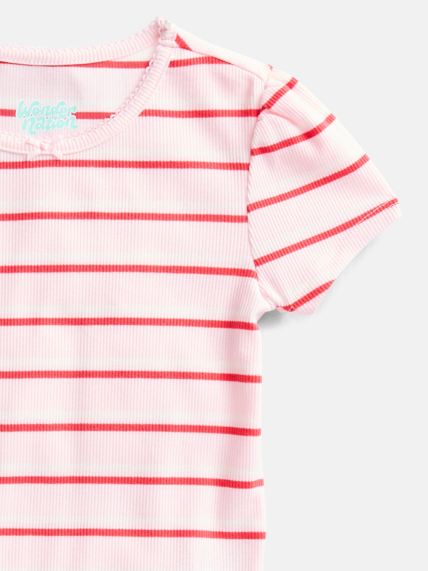 Wonder Nation Girls Baby Tee with Short Sleeves, Sizes 4-10