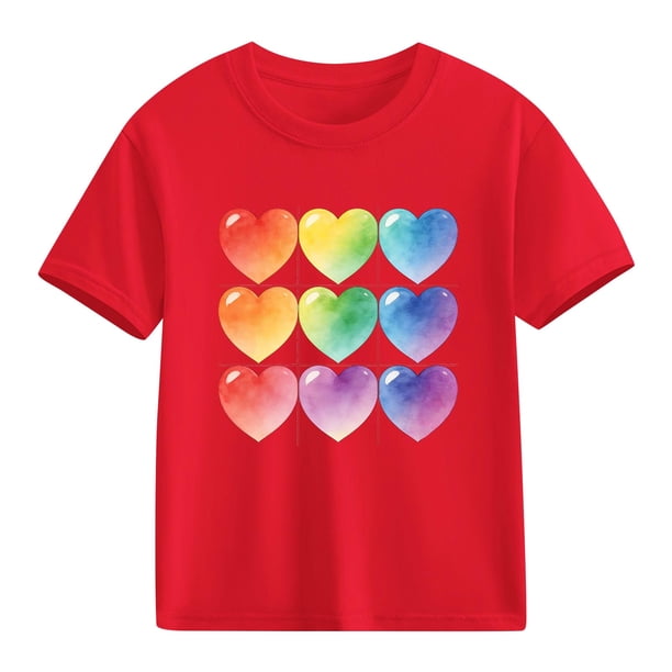 Blusas y camisas de manga corta con cuello redondo para niños y niñas, camisetas gráficas de manga corta, blusas con estampados bonitos para la temporada escolar.