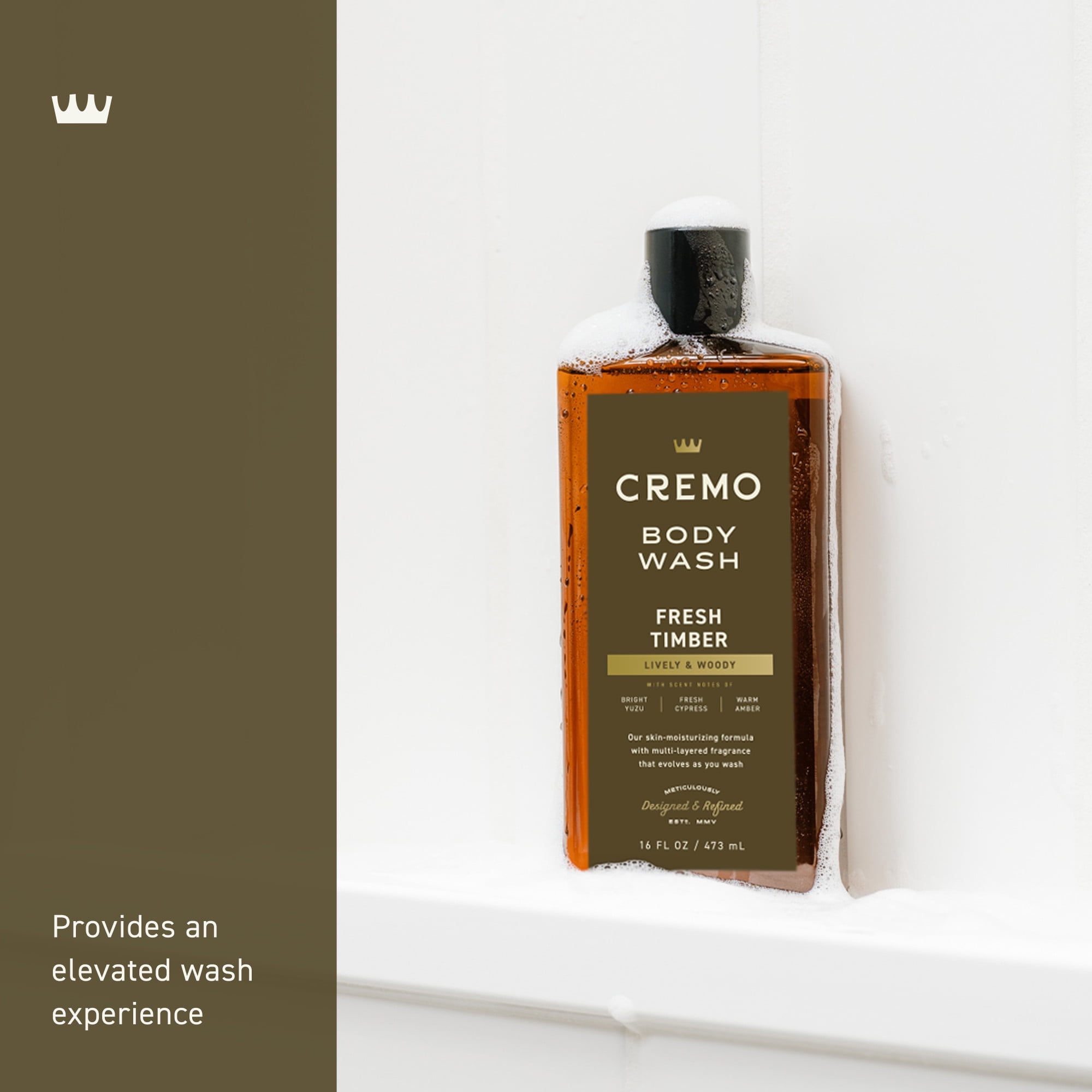 Cremo Men's Body Wash, Fresh Timber Scent, 16 fl oz