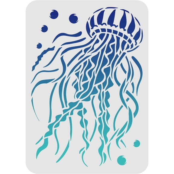 Jellyfish Stencil 11.7x8.3 inch Jellyfish Drawing Stencil Reusable Seashore Reef Fish Stencils Marine Life Stencil Ocean Theme Stencil for Painting on Wood Paper Fabric Floor Wall