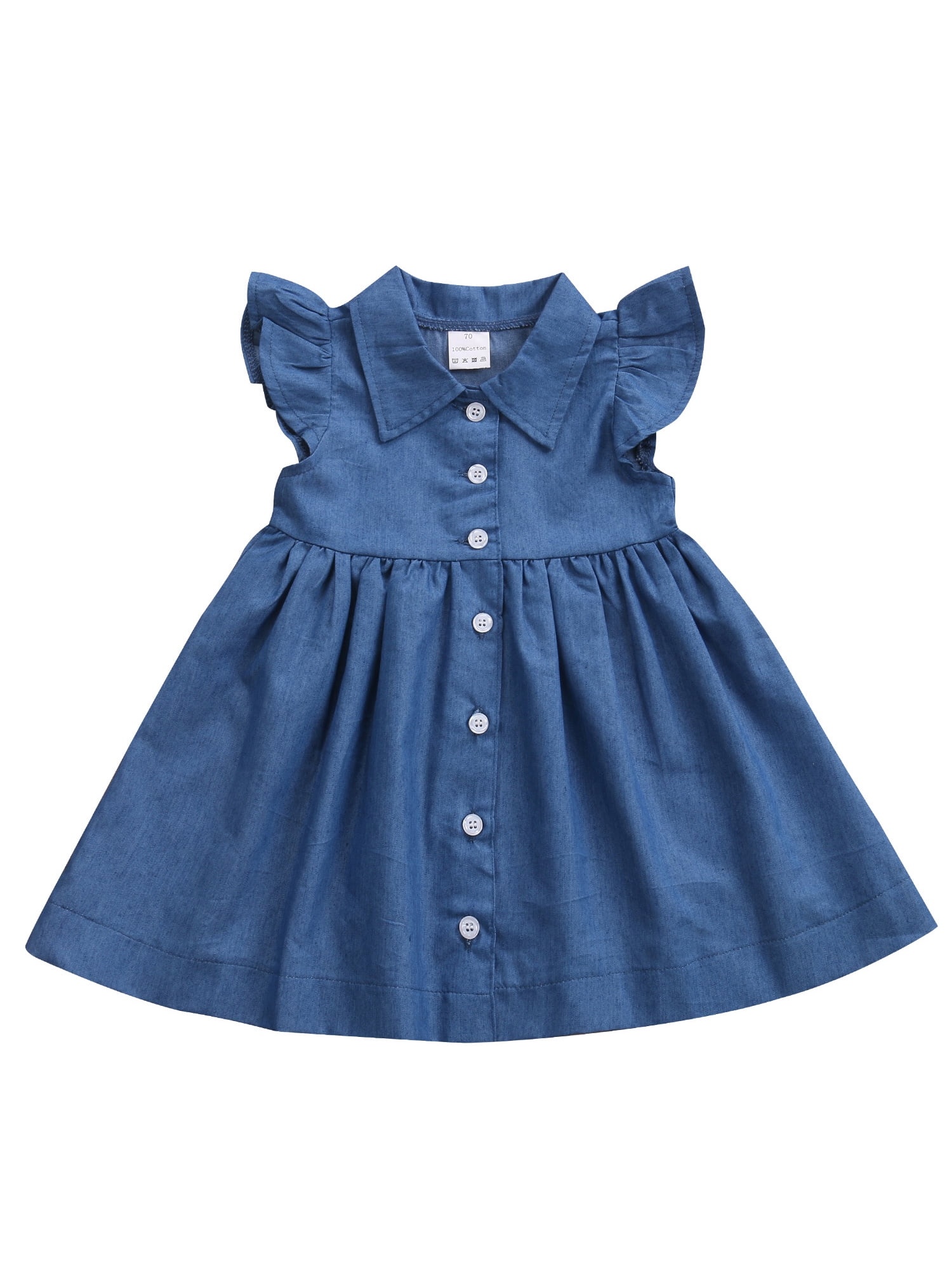 Hirigin - Cute Baby Girls Kid Toddler Denim Dress Summer Ruffle Sleeve ...