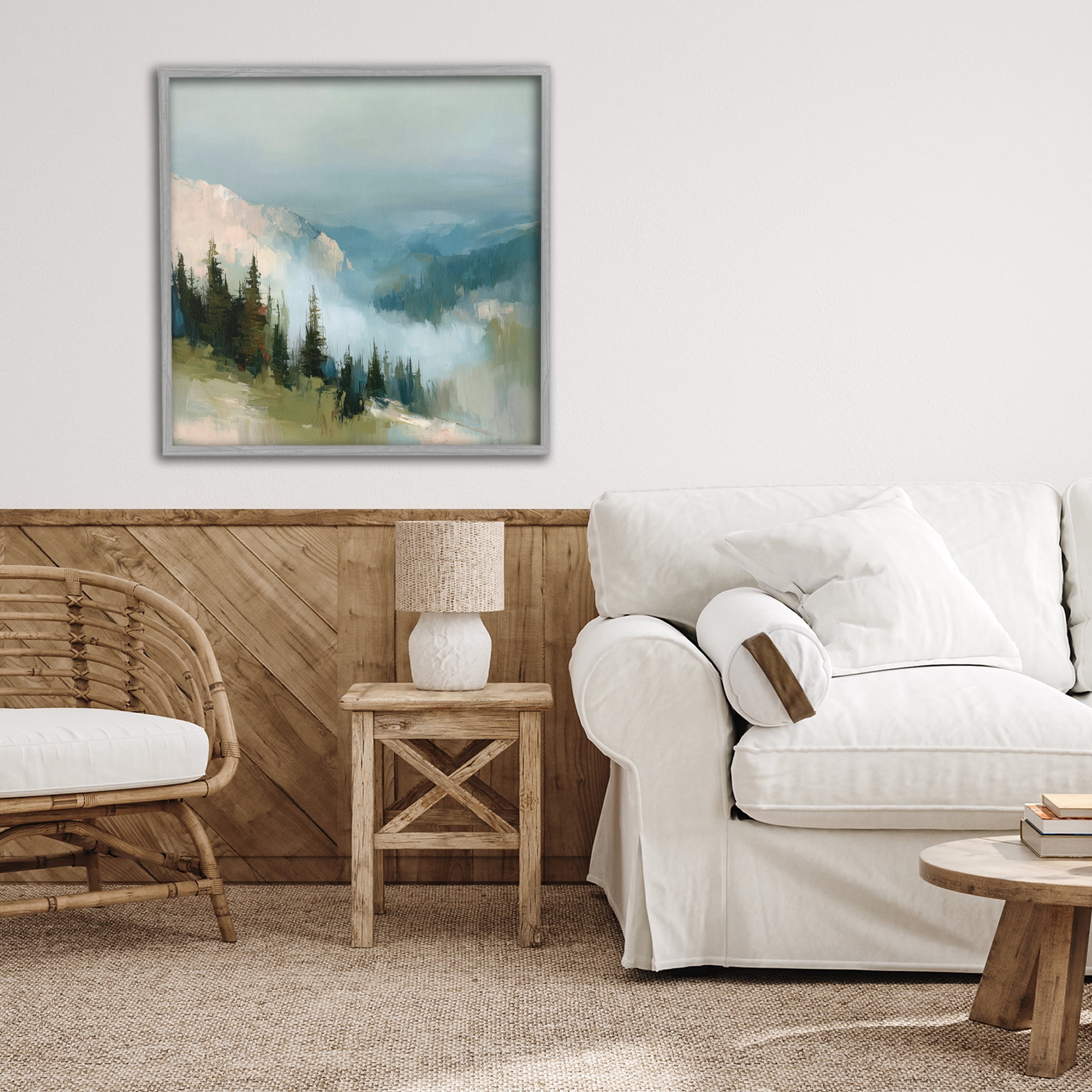 Stupell Industries Mountain Forest Impression Gray Framed Giclee Art, design by Kim Curinga