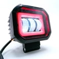 thumbnail image 2 of Faro Para Moto Rasen Auxiliar Led Con Lupa Cuadrado Con 3 Led Ojo De Angel Con Luz Blanca Fija Y Estrobo  rojo, 2 of 6