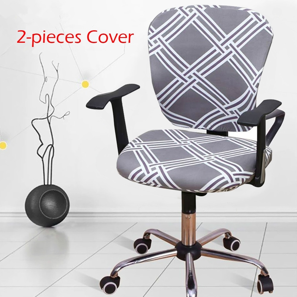 2Pieces Office Chair Cover Elastic Printed Chair Cover Computer Chair
