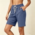 thumbnail image 6 of Besolor Summer Shorts for Women Wide Leg High Waist Elastic Drawstring Casual Loose Loungewear Workout Short Pants with Pockets, 6 of 6