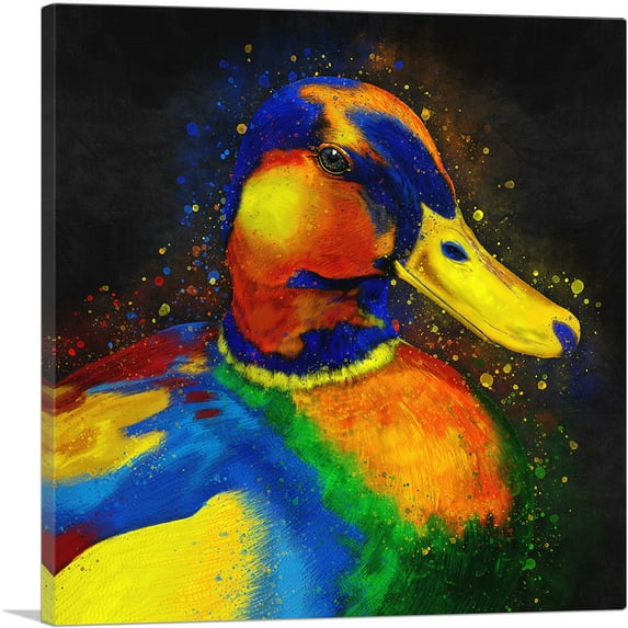 ARTCANVAS Duck Goose Mallard Bird Canvas Art Print - Size: 12" x 12" (0.75" Deep)