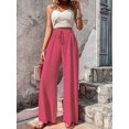 thumbnail image 4 of Women'S Wide Leg Lounge Pants High Waisted Adjustable Tie Knot Loose Trousers Red L, 4 of 10