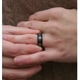 thumbnail image 3 of 8mm Black Stainless Steel Anxiety Ring for Women Men Fidget Spinner Ring Beveled Edge Red Celtic Dragon Inlay Comfort Fit Wedding Band, 3 of 4