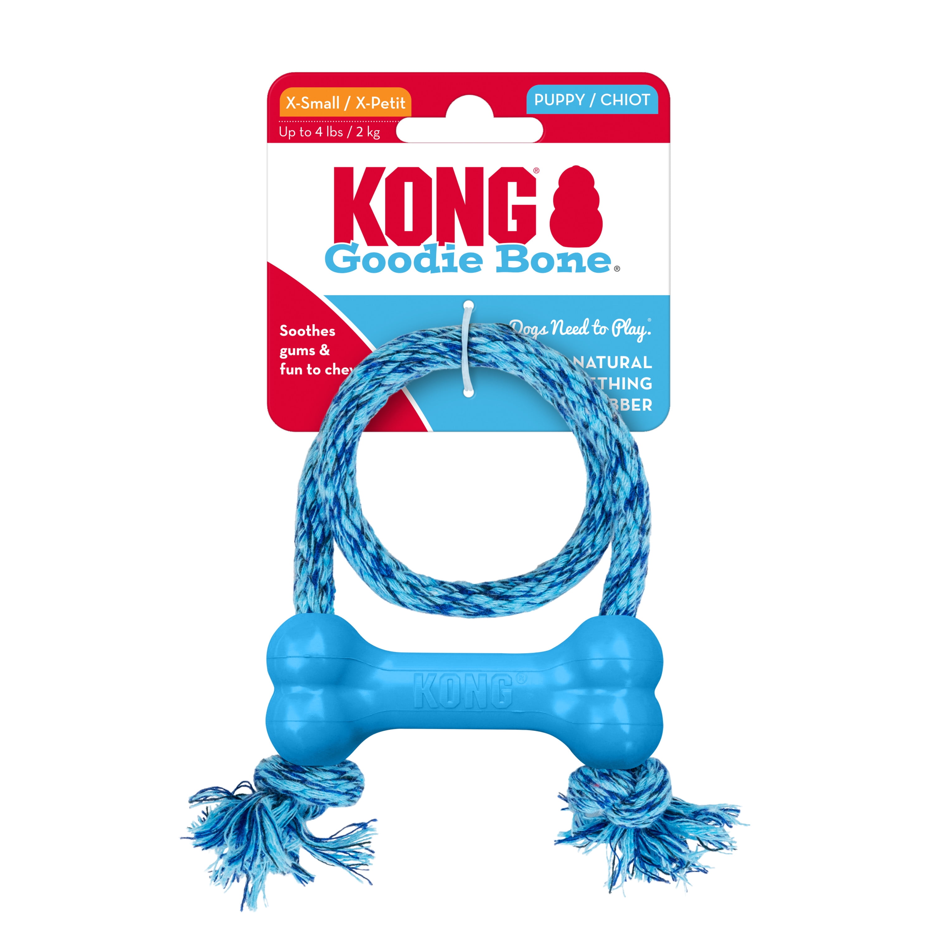 KONG® Puppy Goodie Bone for Beginner Chewers, Blue, Extra Small for Dogs up to 5 lbs