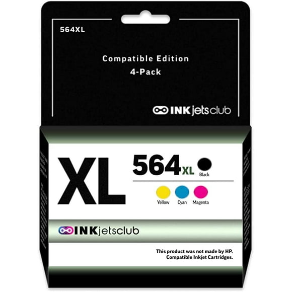 HP 564 Ink Cartridge Replacement. Includes Black, Cyan, Magenta & Yellow Printer Ink Cartridges. 4 Value Pack (No Photo Black) (4 Pack (Black, Cyan, Magenta, Yellow)
