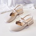 thumbnail image 4 of Sandalias de tacón medio para mujer, con punta cuadrada y hebilla, tacón grueso, sandalias coreanas para mujer, zapatos huecos para mujer, 4 of 6