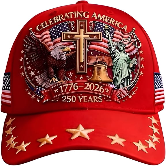 TELOLY 2026 New 250Th Anniversary Baseball Cap American 1776-2026,Patriotic Flag and Cross Print Hat,Vintage Dad Cap for Men Women