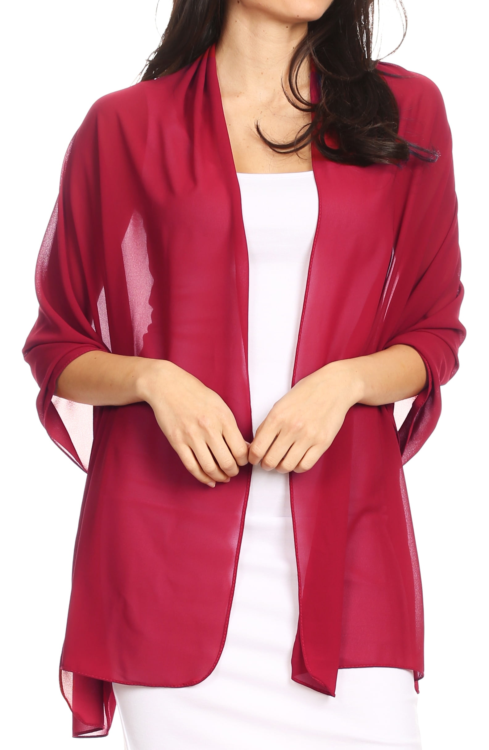 burgundy chiffon shawl