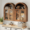 thumbnail image 6 of Flictozena Medicine Cabinet Wall Mount with Glass Door with Adjustable Shelves, Arched Wall Cabinet , Wood Cabinet for Laundry Room, Kitchen, Living Room & Toilet, Brown, 6 of 8
