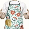 thumbnail image 2 of Pioneer Flower Floral Print Pattern Apron-Garden Aprons for Women with Pockets-Cotton Linen Waterproof Kitchen Cooking Gardening Aprons Adjustable for Kitchen,Cooking,BBQ and Salon 33x27 Inch, 2 of 7